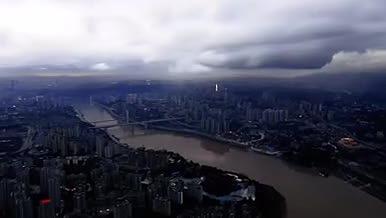 航拍重庆高空500m云层视频素材城市上空视频的预览图